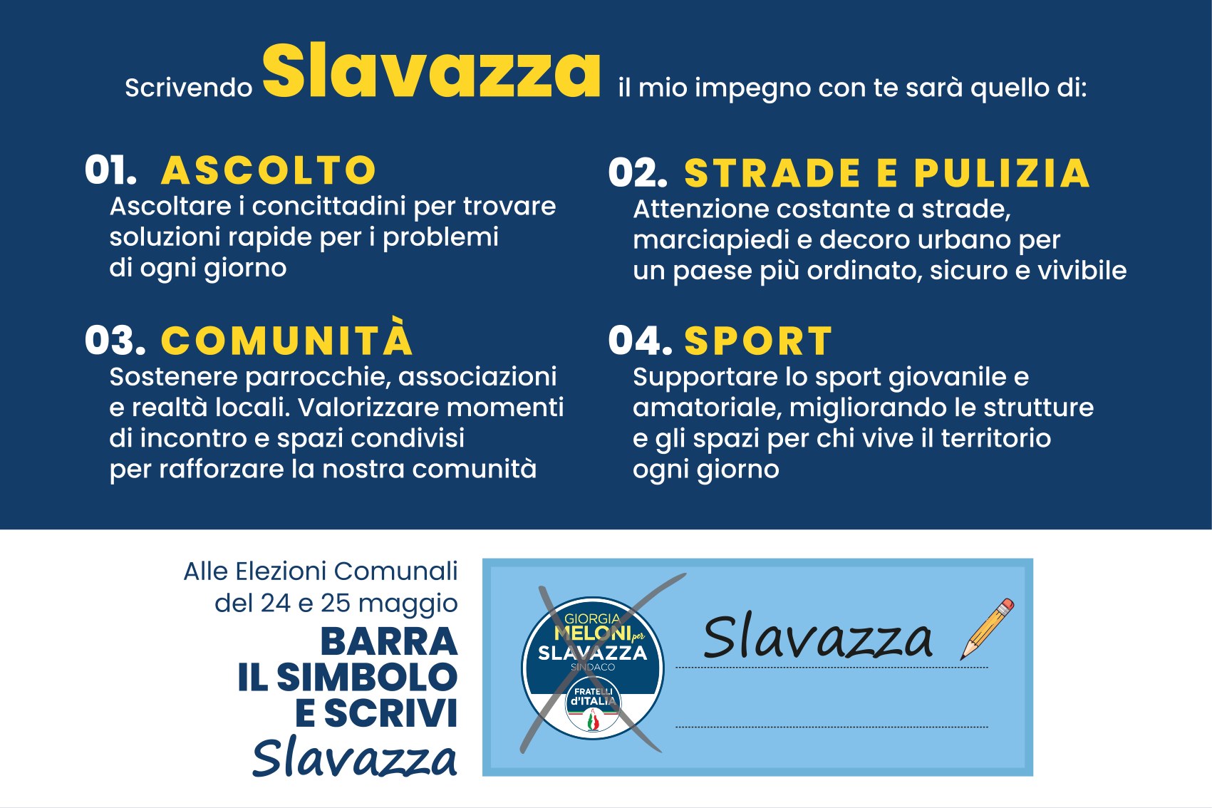Retro del volantino con gli impegni di Luca Slavazza